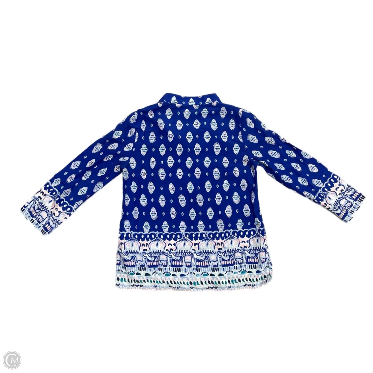 Top Long Sleeve Designer By Lilly Pulitzer In Blue & White, Size: Xs