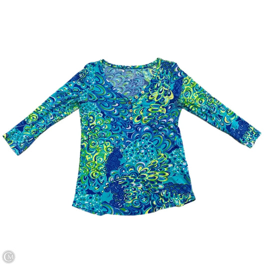 Top 3/4 Sleeve Designer By Lilly Pulitzer In Blue & Green, Size: Xs