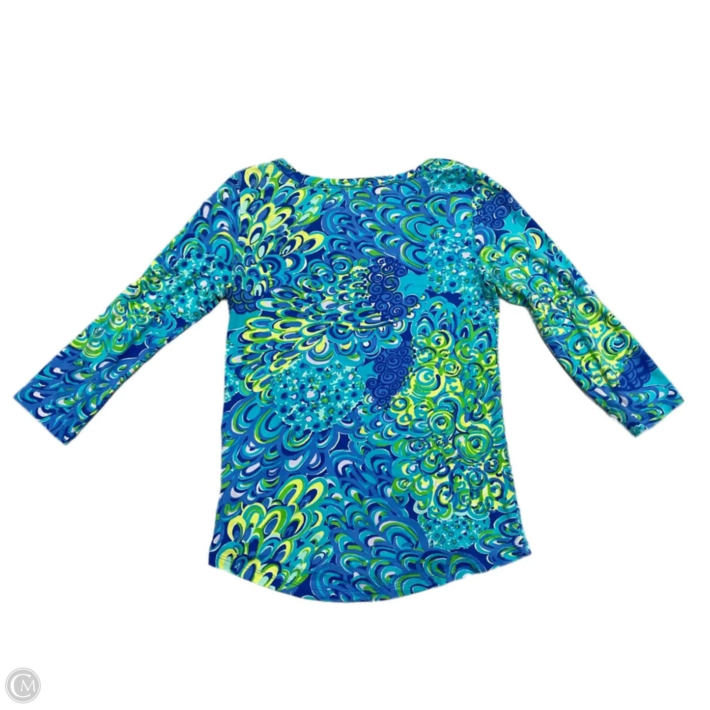 Top 3/4 Sleeve Designer By Lilly Pulitzer In Blue & Green, Size: Xs