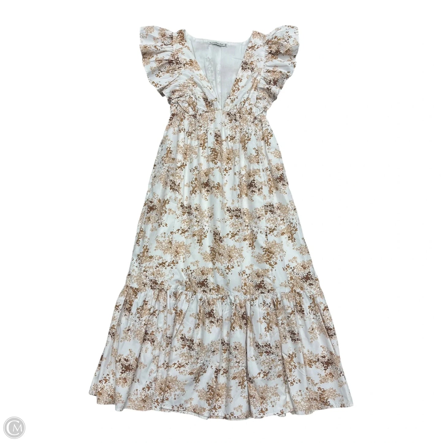 Dress Casual Maxi By Abercrombie And Fitch In Tan & White, Size: Xs