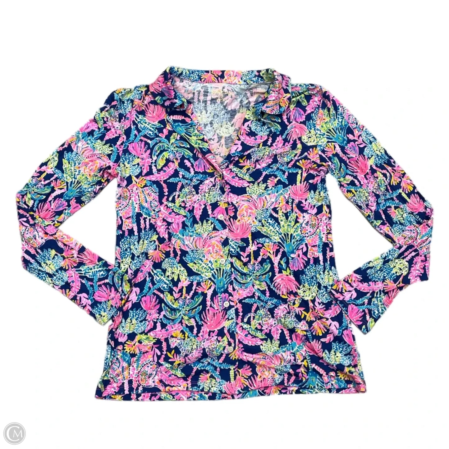 Top Long Sleeve Designer By Lilly Pulitzer In Blue & Pink, Size: Xs