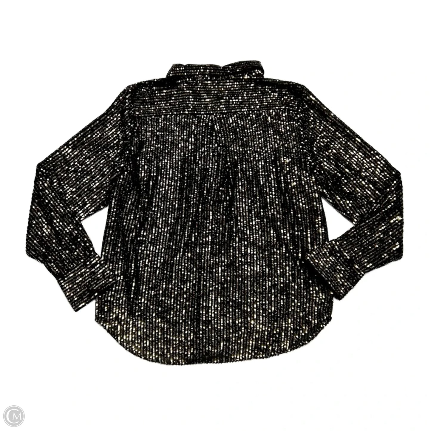 Blouse Long Sleeve By Anthropologie In Black & Gold, Size: L