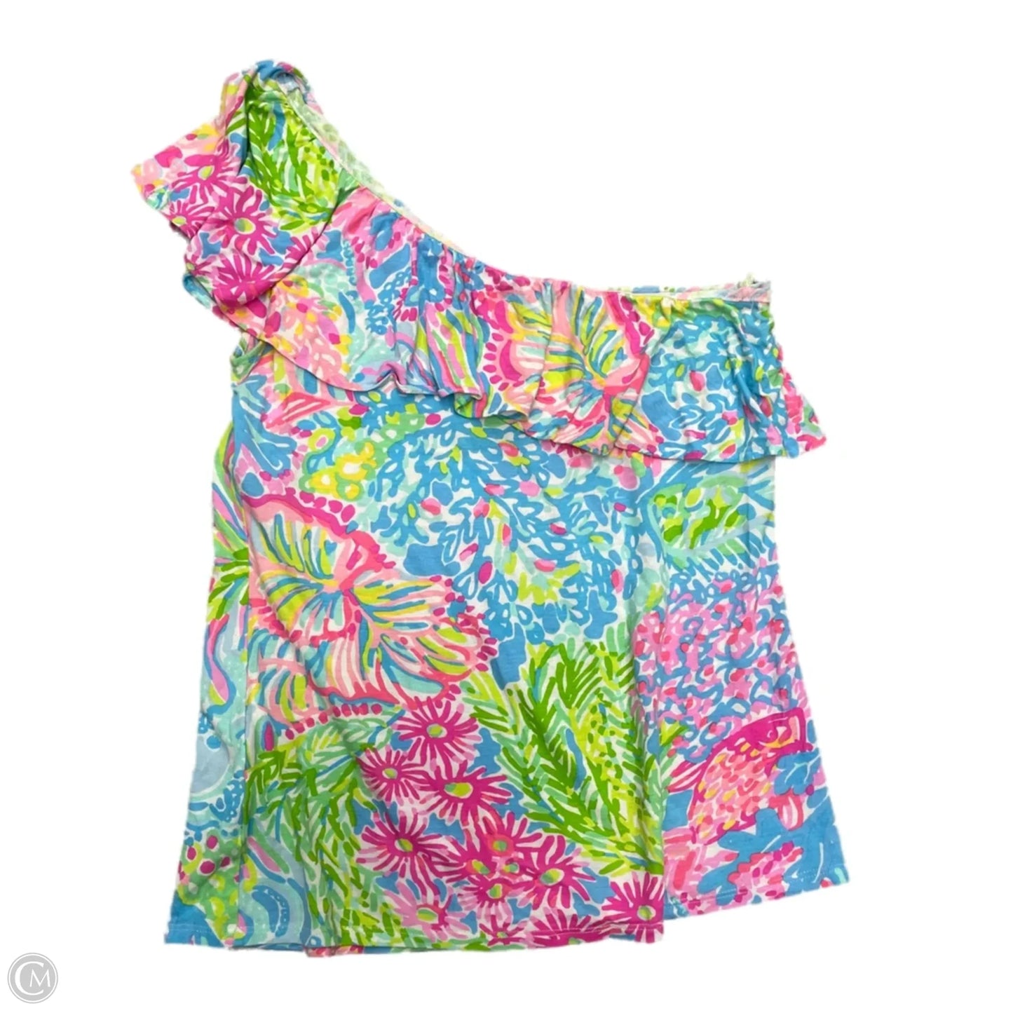 Top Short Sleeve Designer By Lilly Pulitzer In Green, Size: M