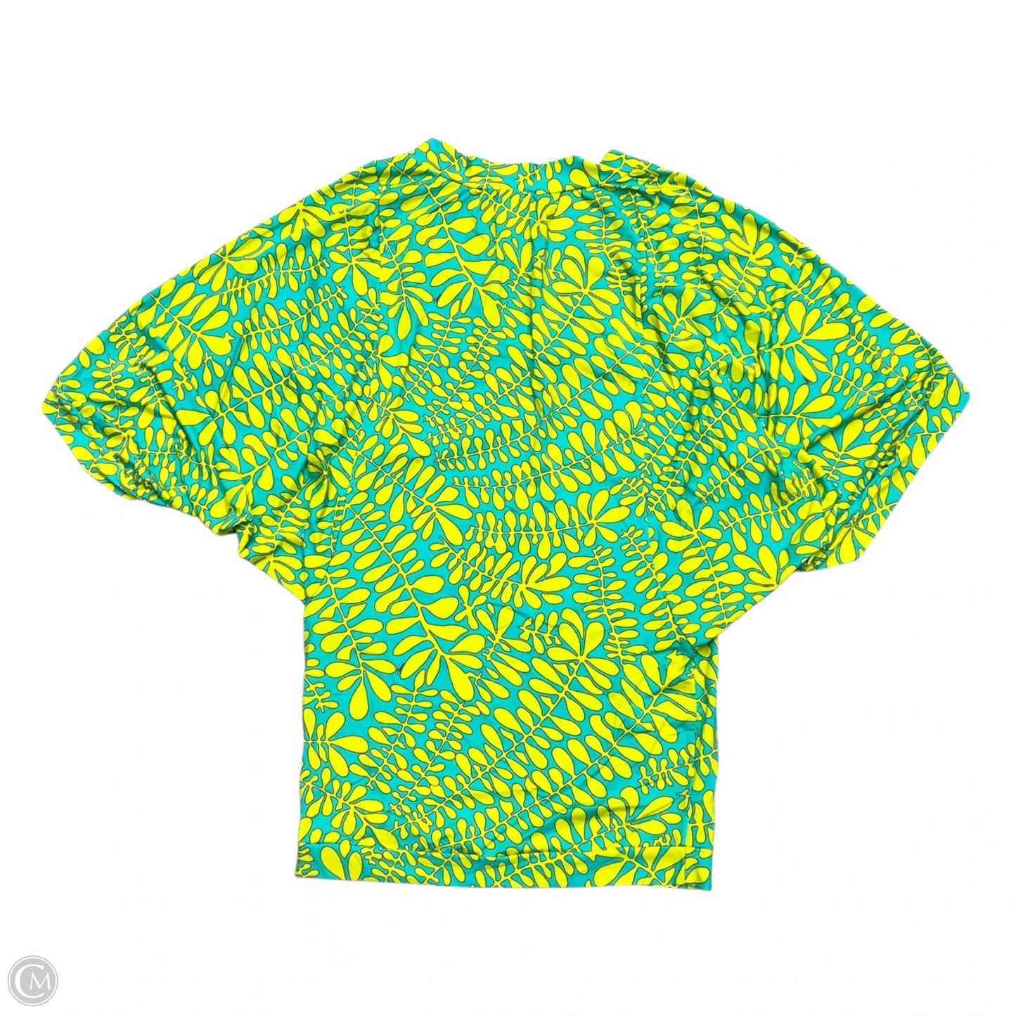 Top 3/4 Sleeve By Trina Turk In Blue & Yellow, Size: S