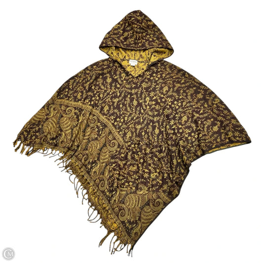 Poncho By Darn Good In Brown & Yellow, Size: Osfm