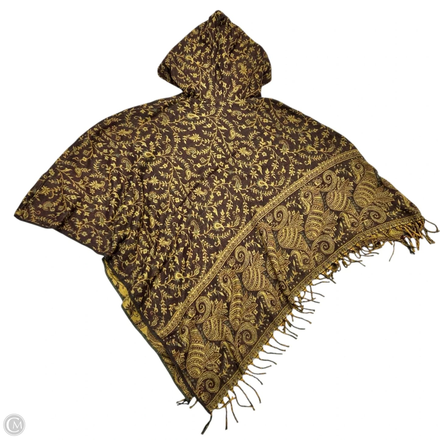 Poncho By Darn Good In Brown & Yellow, Size: Osfm