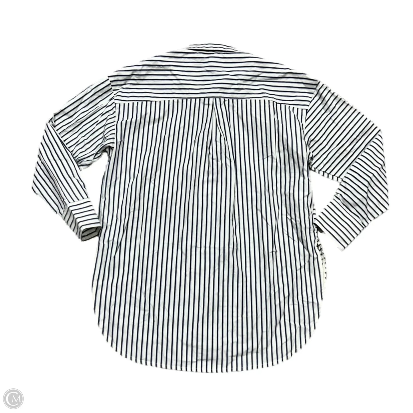 Blouse Long Sleeve By Anthropologie In Blue & White, Size: Xs