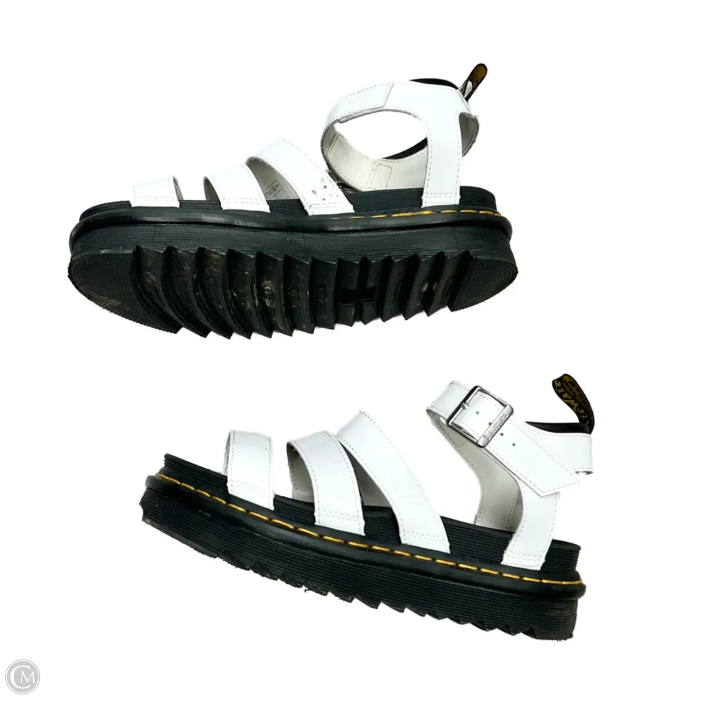 Sandals Heels Platform By Dr Martens In Black & White, Size: 8