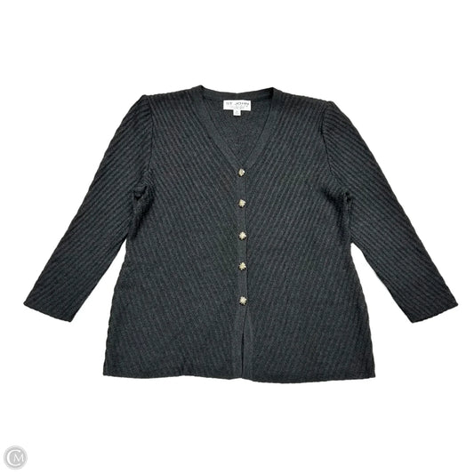 Sweater Cardigan Luxury Designer By St John Collection In Grey, Size: Xl