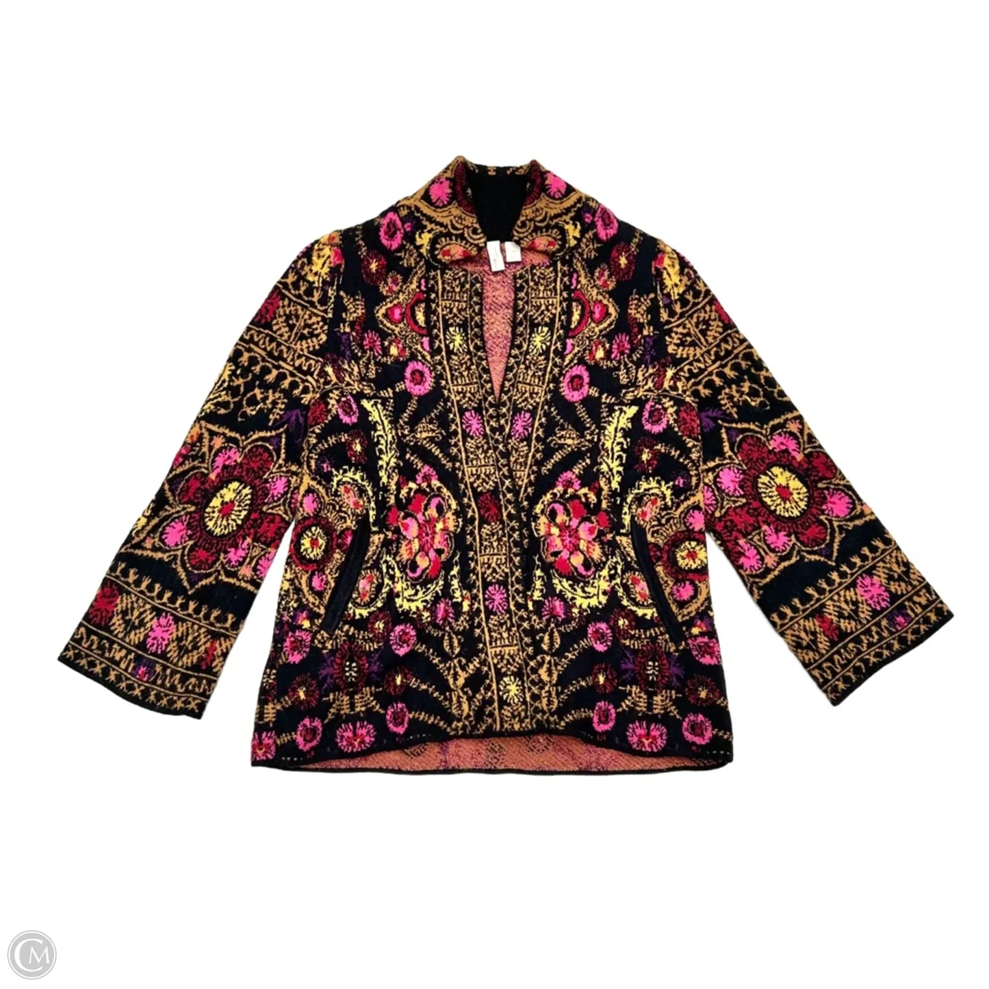 Cardigan By Moth In Black & Pink, Size: Xs