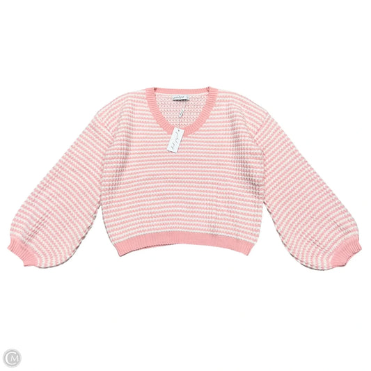 Sweater By Petal & Pup In Pink & White, Size: L