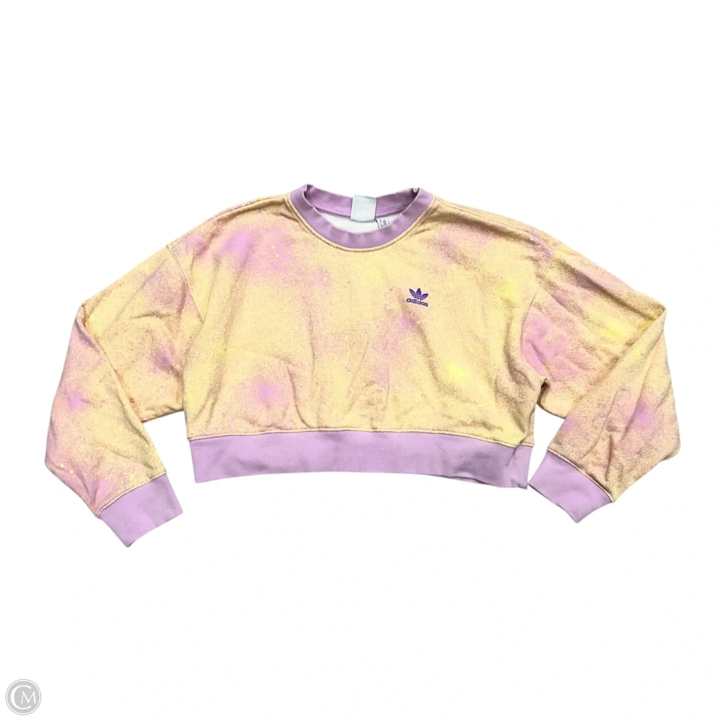 Athletic Sweatshirt Crewneck By Adidas In Purple & Yellow, Size: S