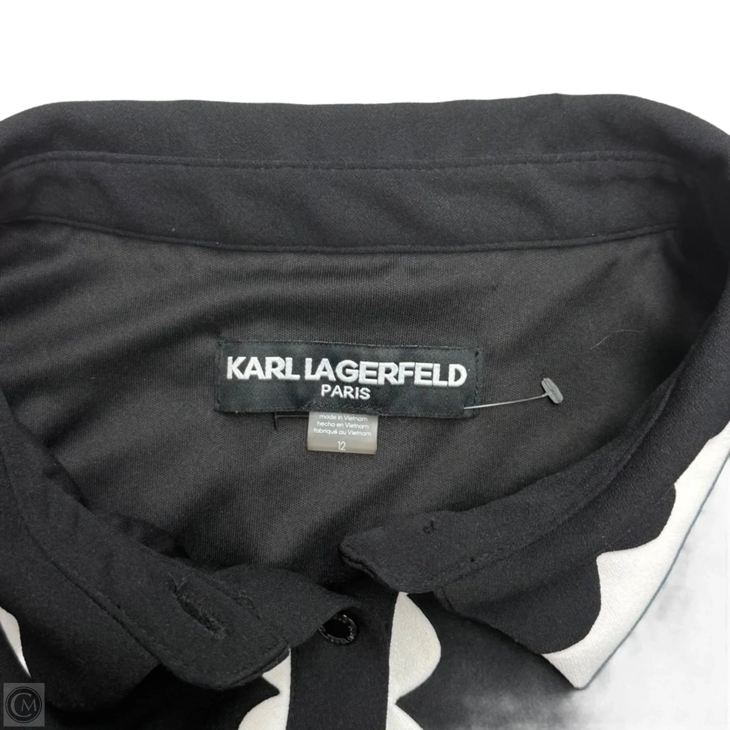 Dress Designer By Karl Lagerfeld In Black & White, Size: L