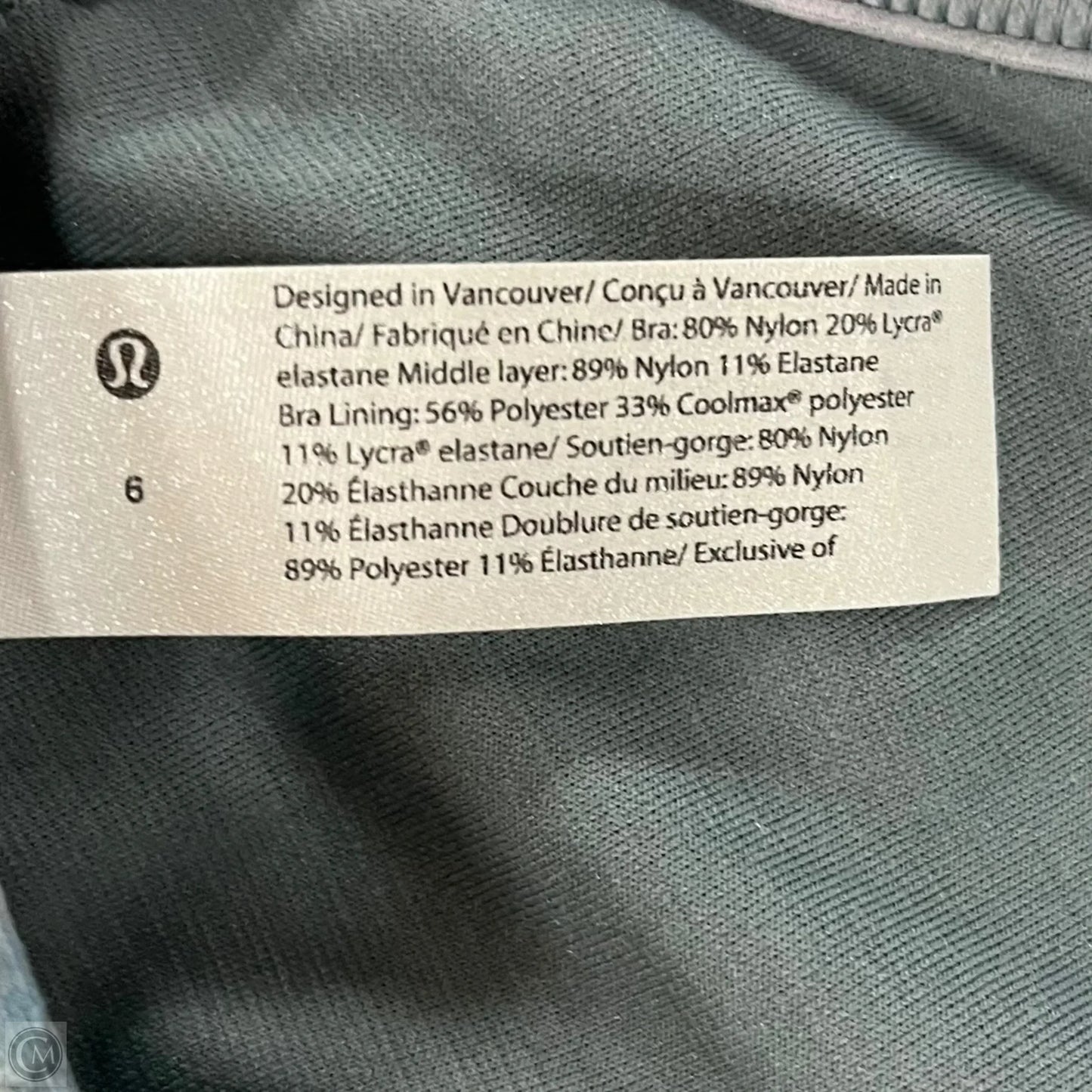 Athletic Bra By Lululemon In Blue & Grey, Size: S