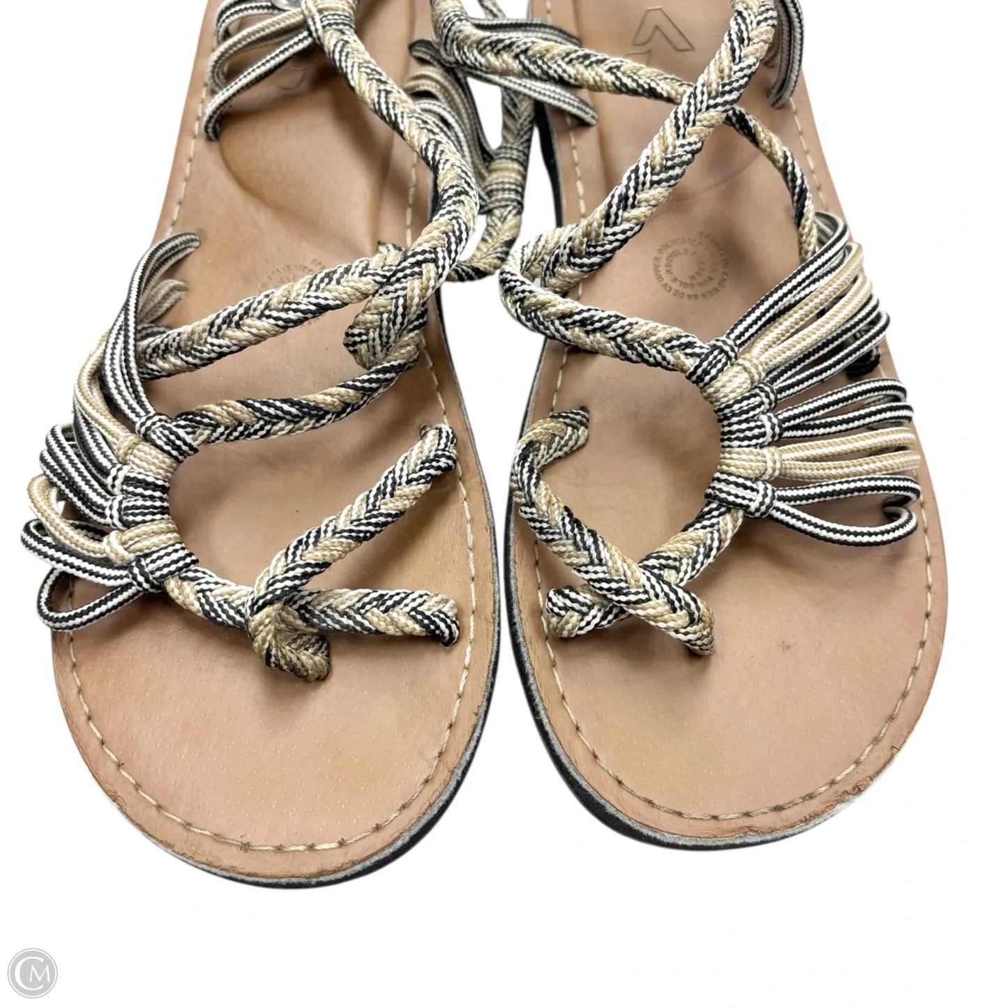 Sandals Flats By Vines In Black & Tan, Size: 10