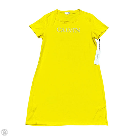 Dress Casual Short By Calvin Klein In Yellow, Size: L