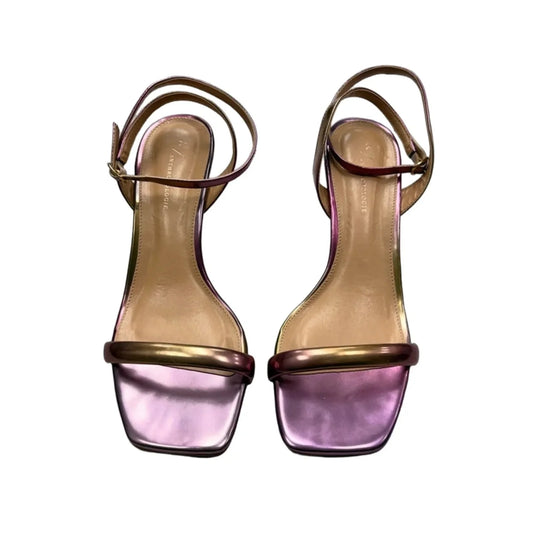 Sandals Heels Kitten By Anthropologie In Purple, Size: 9.5