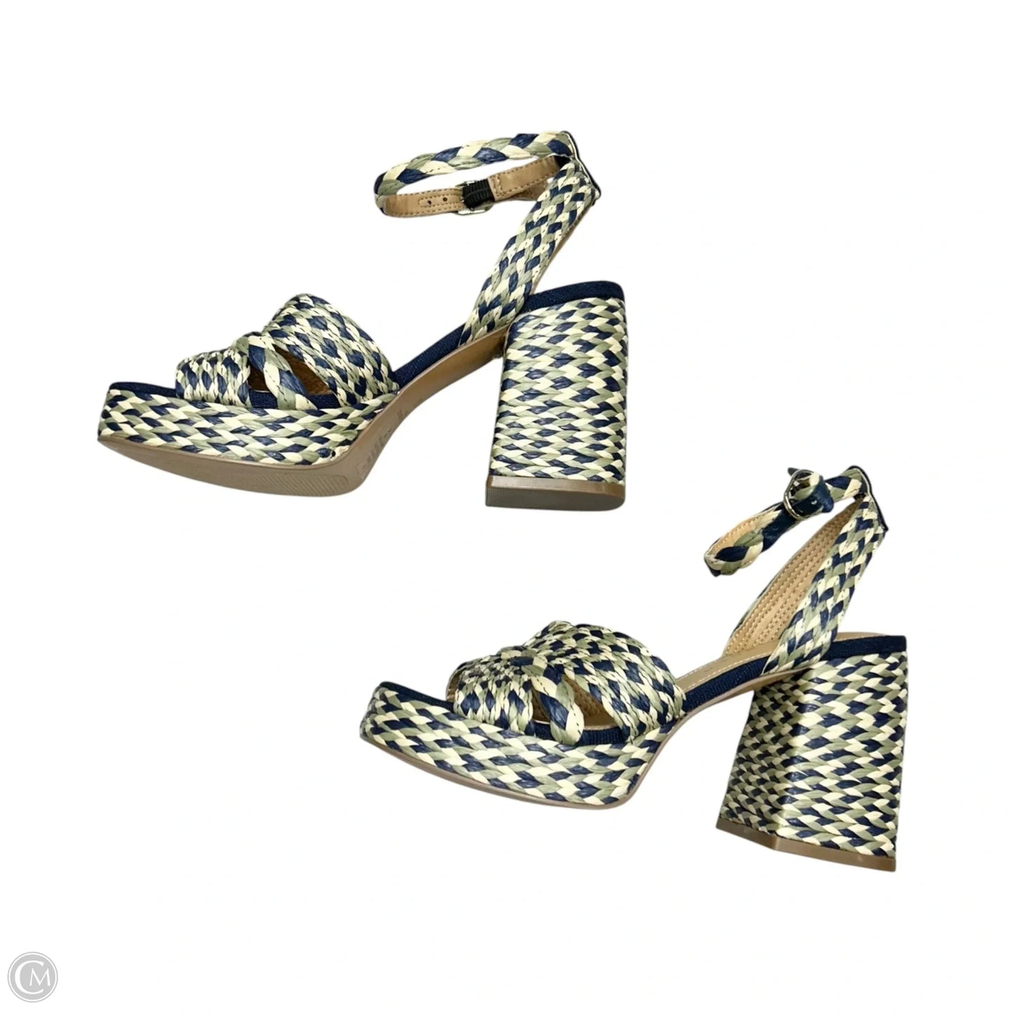 Sandals Heels Block By Marc Fisher In Blue & Green, Size: 6