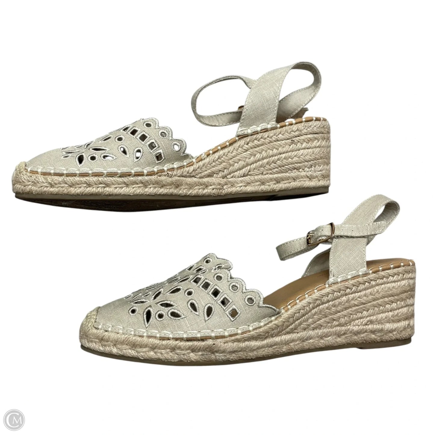 Shoes Heels Wedge By Tommy Bahama In Beige, Size: 8.5