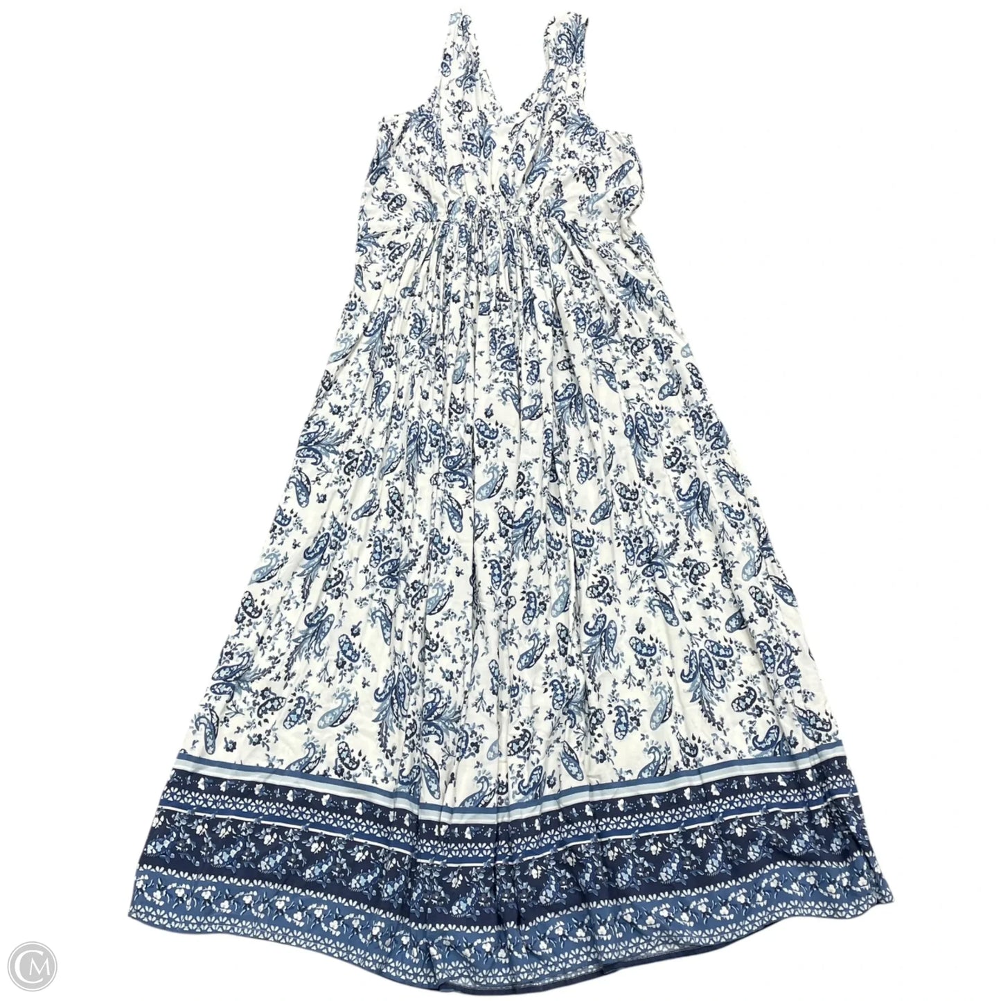 Dress Casual Maxi By Lucky Brand In Blue & White, Size: Xl