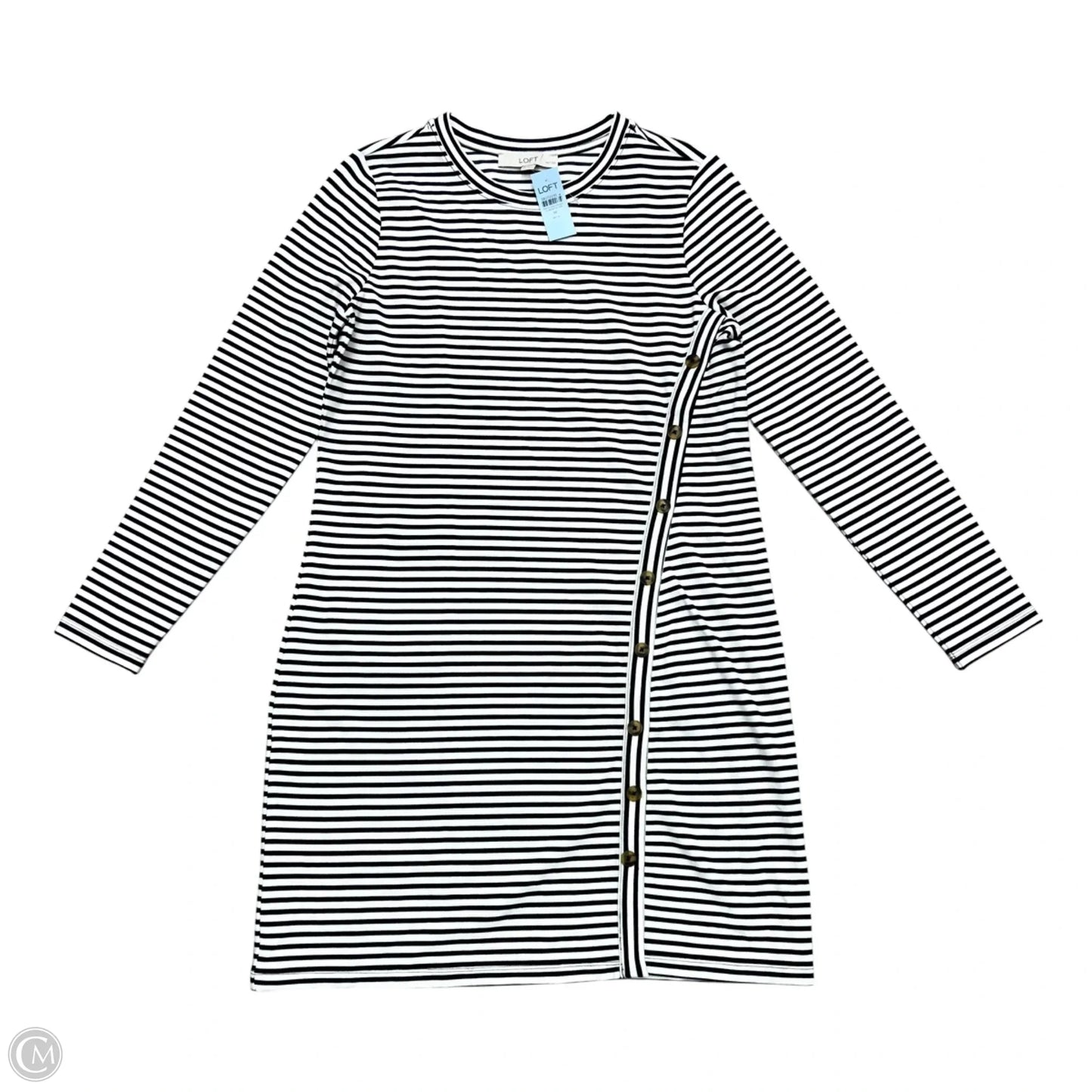 Dress Casual Midi By Loft In Black & White, Size: Mp