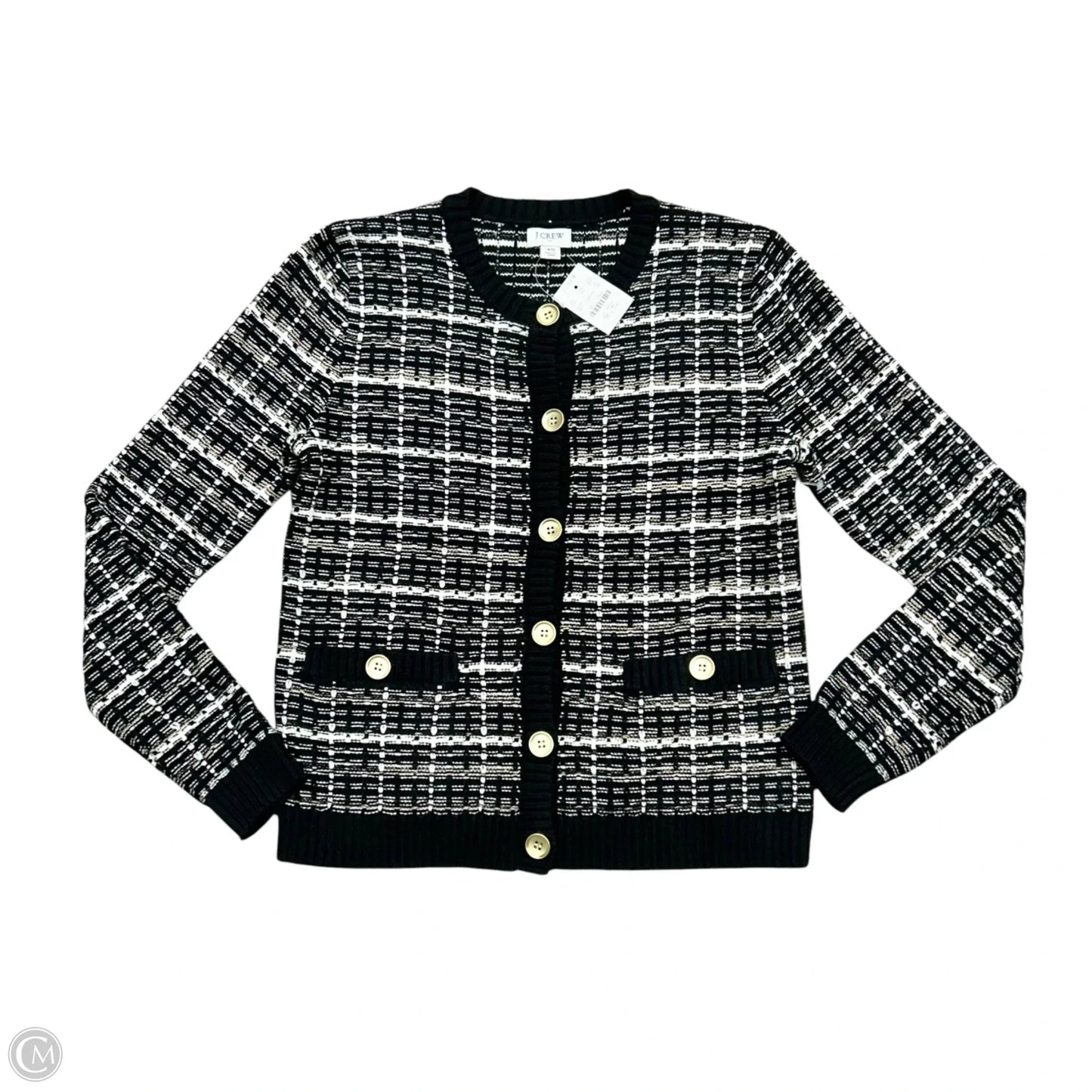 Sweater Cardigan By J. Crew In Black & White, Size: Xs