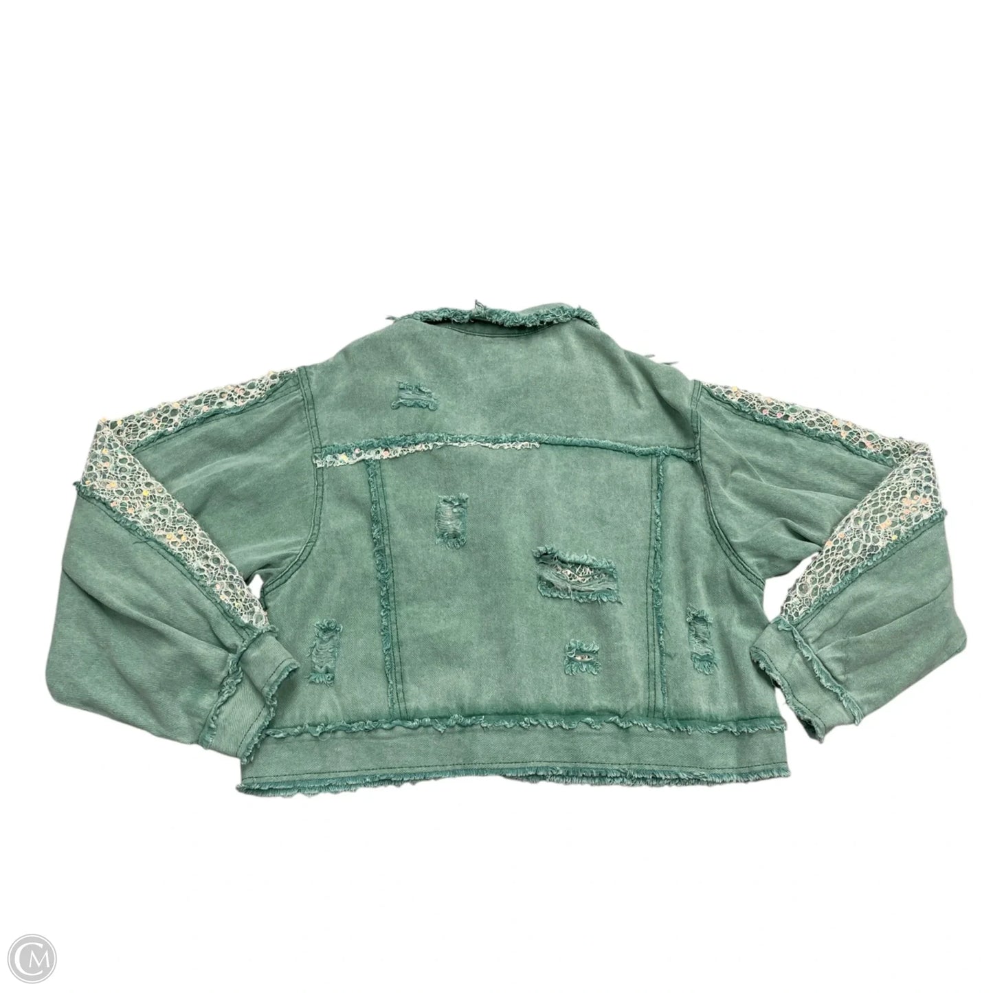 Jacket Denim By Pol In Aqua, Size: L