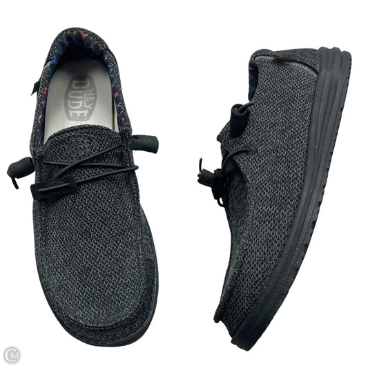 Shoes Sneakers By Hey Dude In Black & Grey, Size: 9