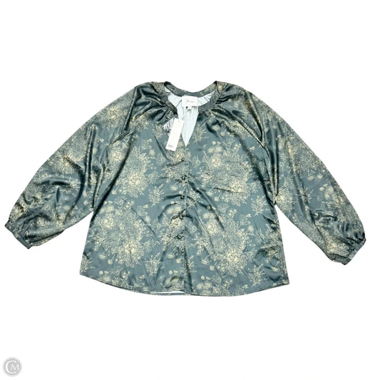 Top Long Sleeve By J Flower In Blue & Cream, Size: L