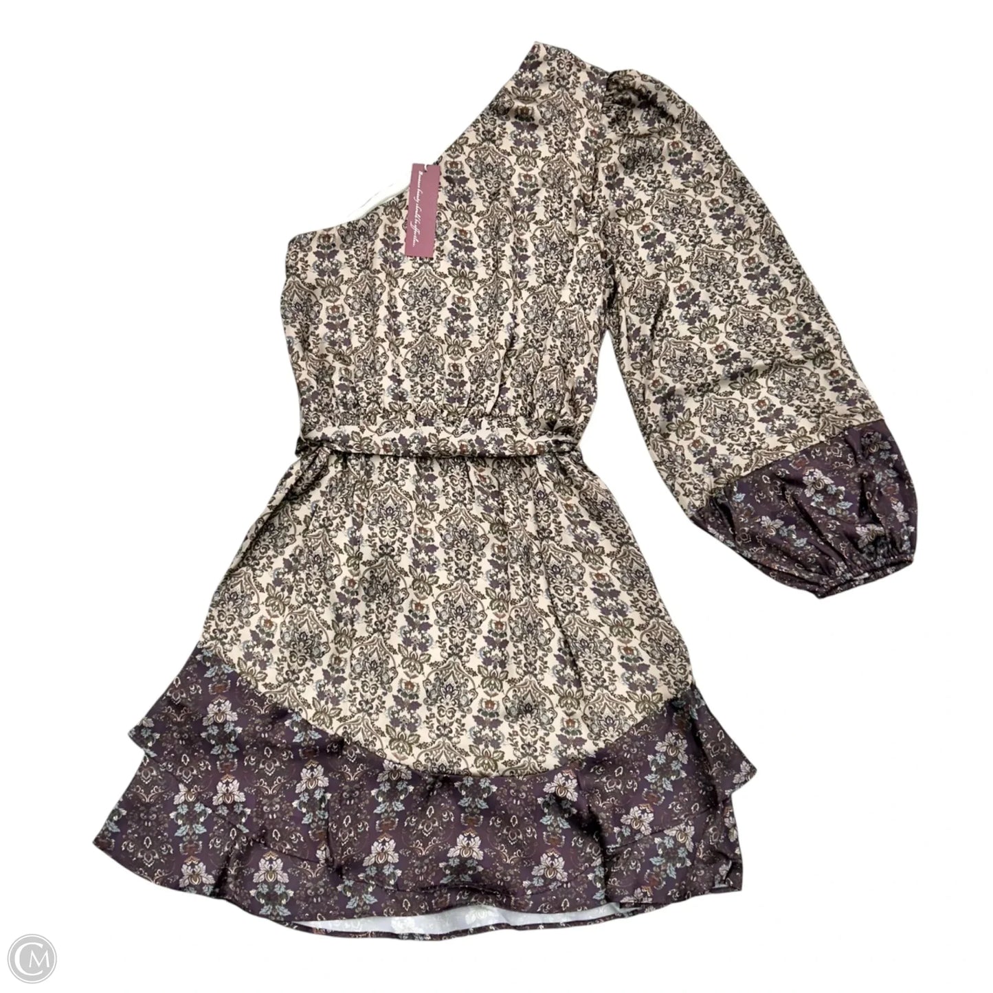 Dress Casual Short By J Flower In Purple & Tan, Size: S