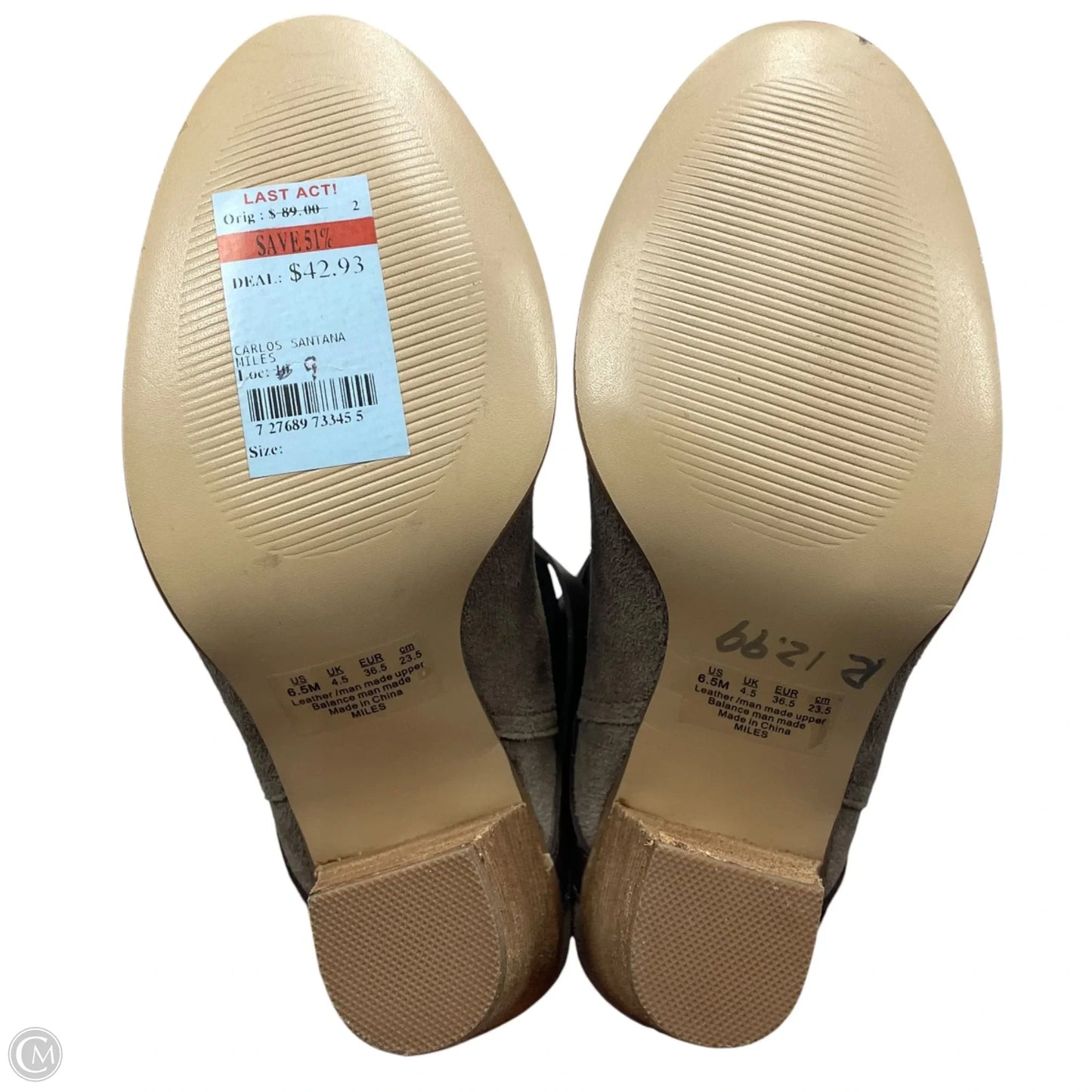 Boots Ankle Heels By Carlos By Carlos Santana In Taupe, Size: 6.5
