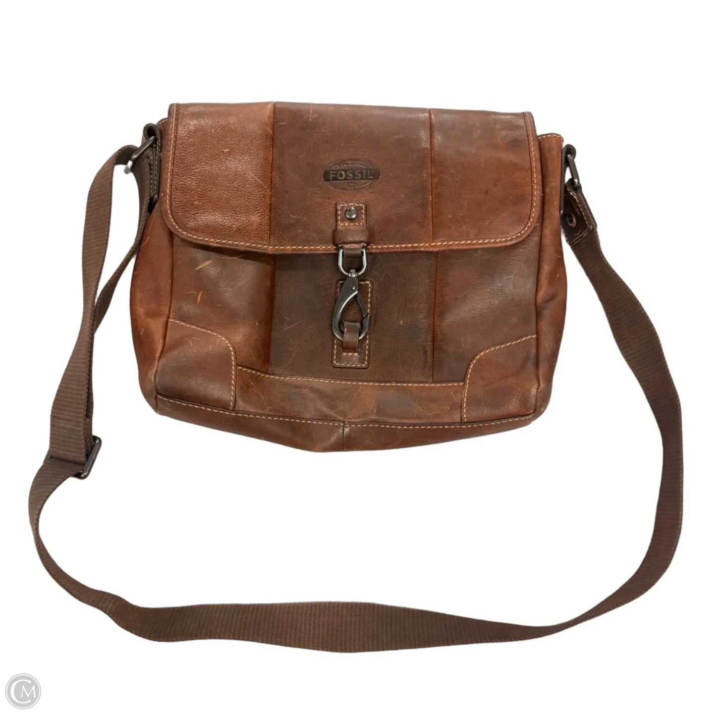 Crossbody Leather By Fossil, Size: Large