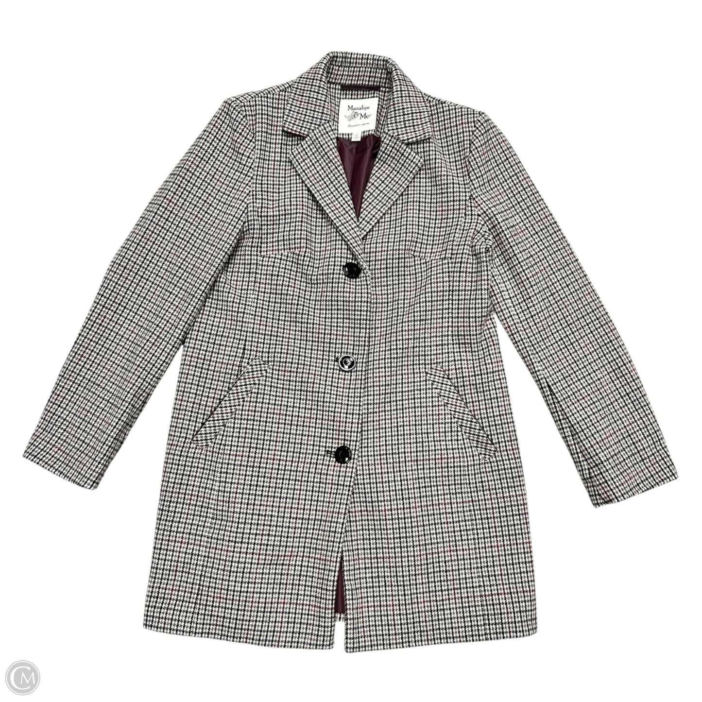 Coat Wool By Maralyn + Me In Plaid Pattern, Size: L