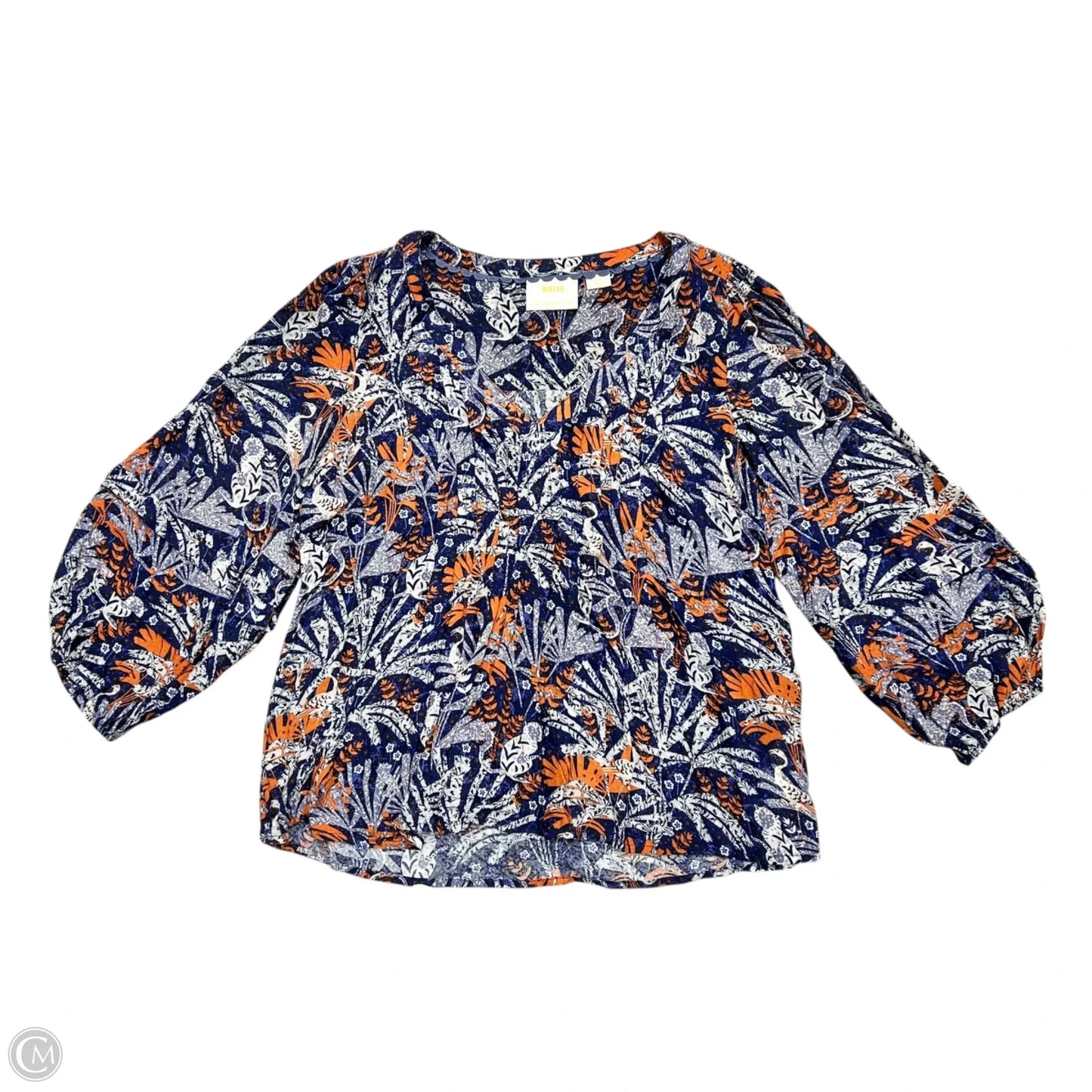 Top Long Sleeve By Maeve In Blue & Orange, Size: Xs