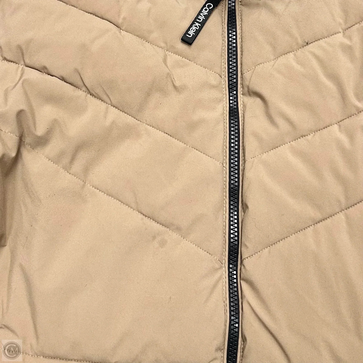 Jacket Puffer & Quilted By Calvin Klein In Tan, Size: M