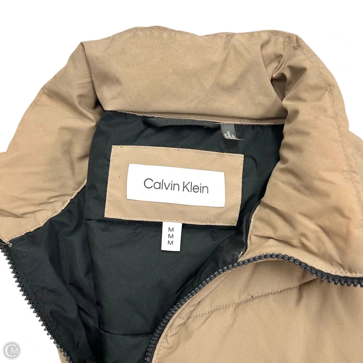 Jacket Puffer & Quilted By Calvin Klein In Tan, Size: M