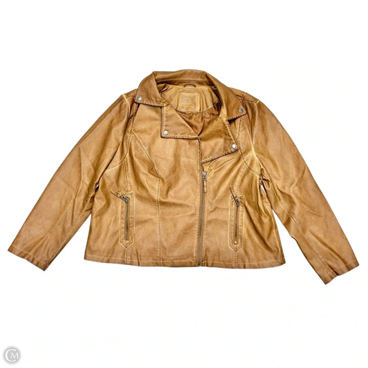 Jacket Moto By Max Studio In Brown, Size: L