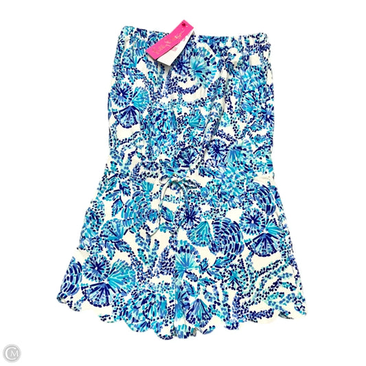 Romper Designer By Lilly Pulitzer In Blue & White, Size: S