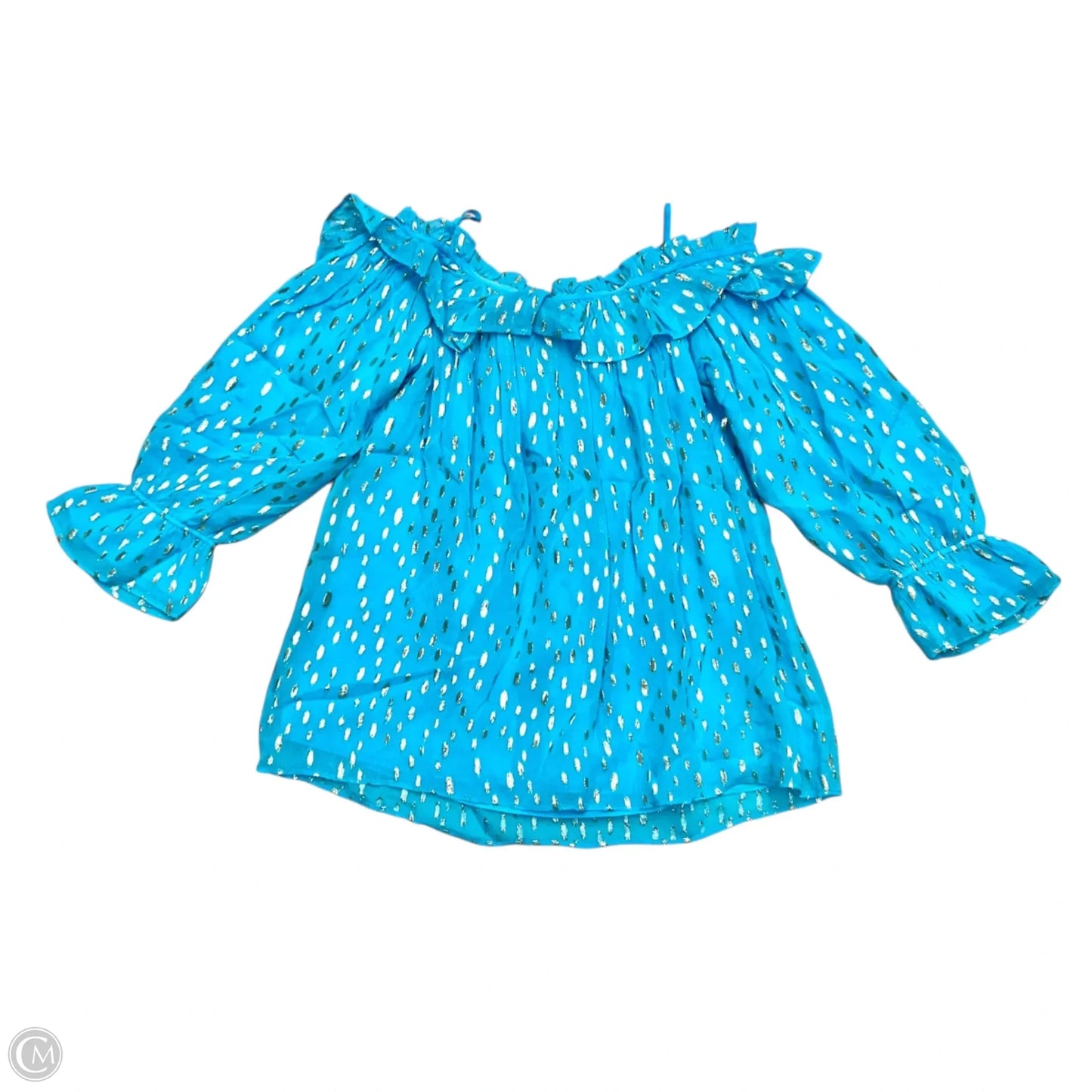 Top Long Sleeve Designer By Lilly Pulitzer In Blue & Gold, Size: S