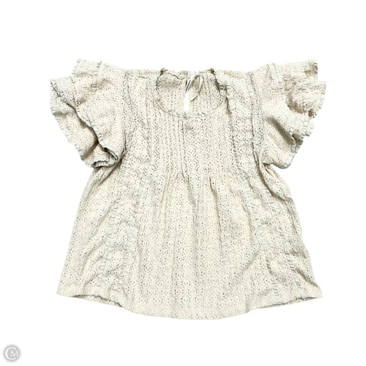Top Short Sleeve By Anthropologie In Cream, Size: Xxs