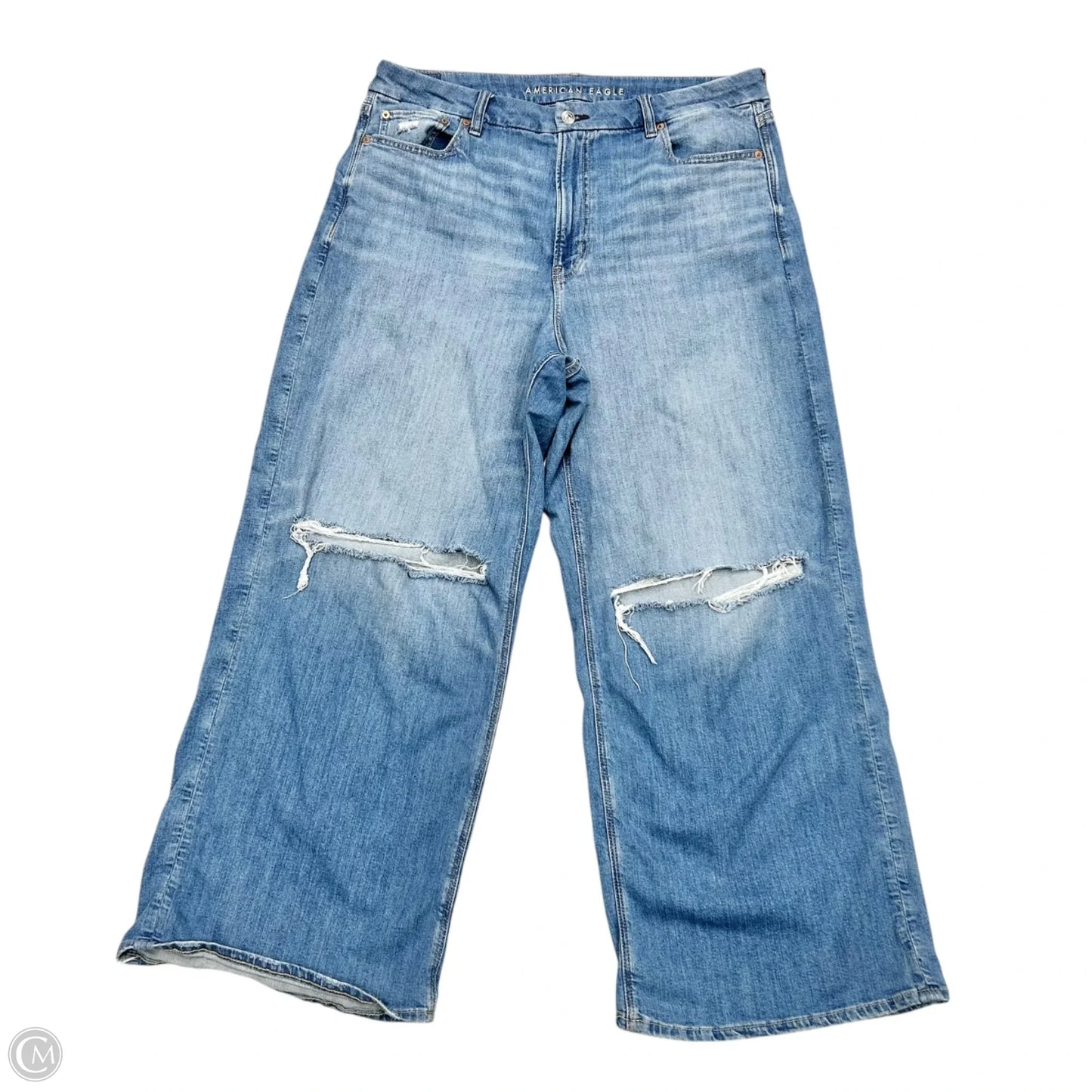 Jeans Wide Leg By American Eagle In Blue Denim, Size: 18