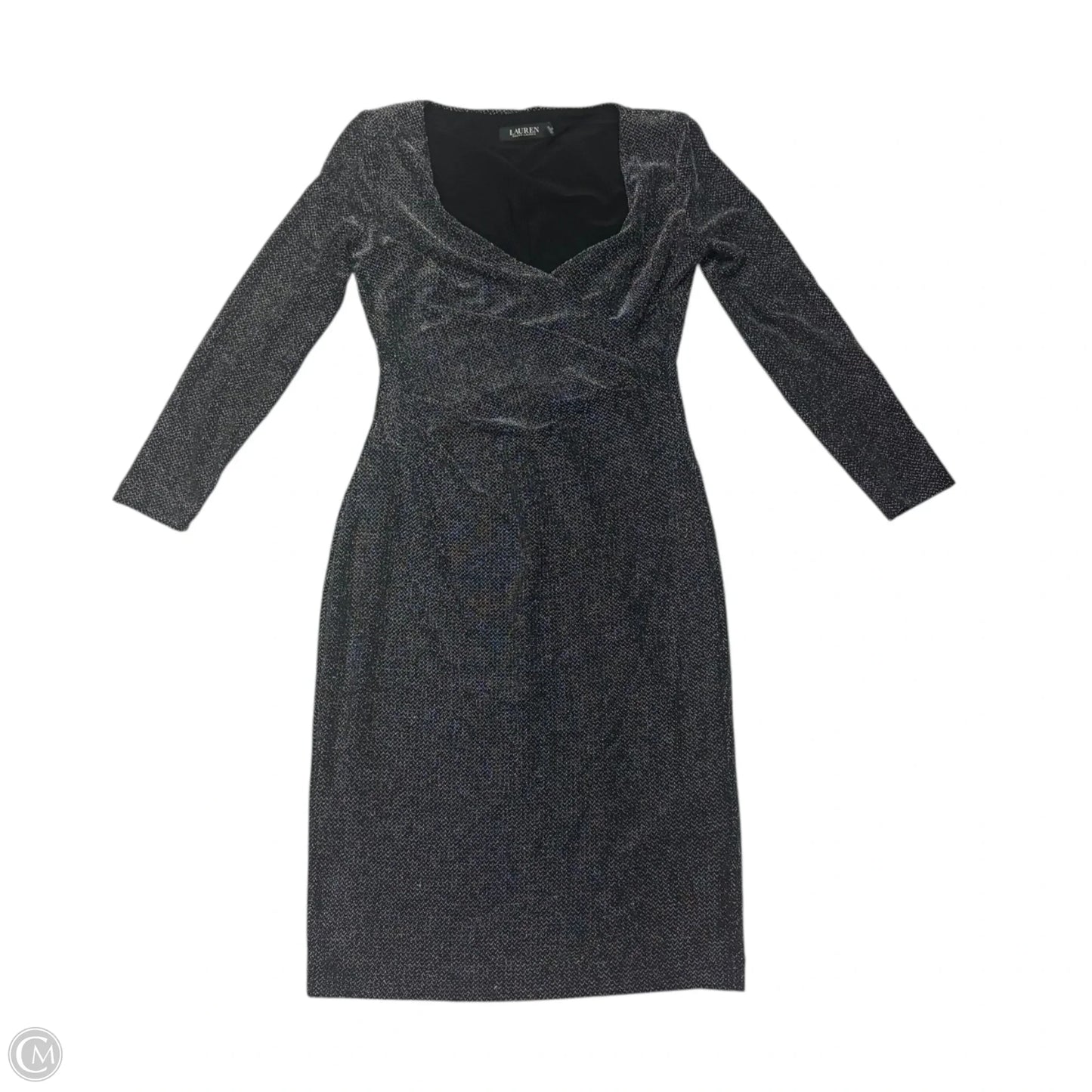 Dress Casual Midi By Ralph Lauren In Black & Silver, Size: 2