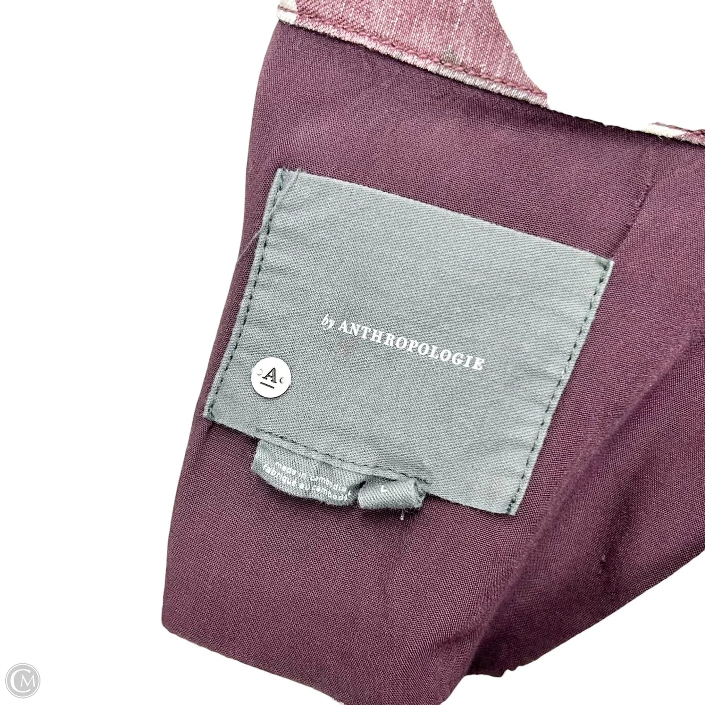 Jacket Shirt By Anthropologie In Cream & Purple, Size: L