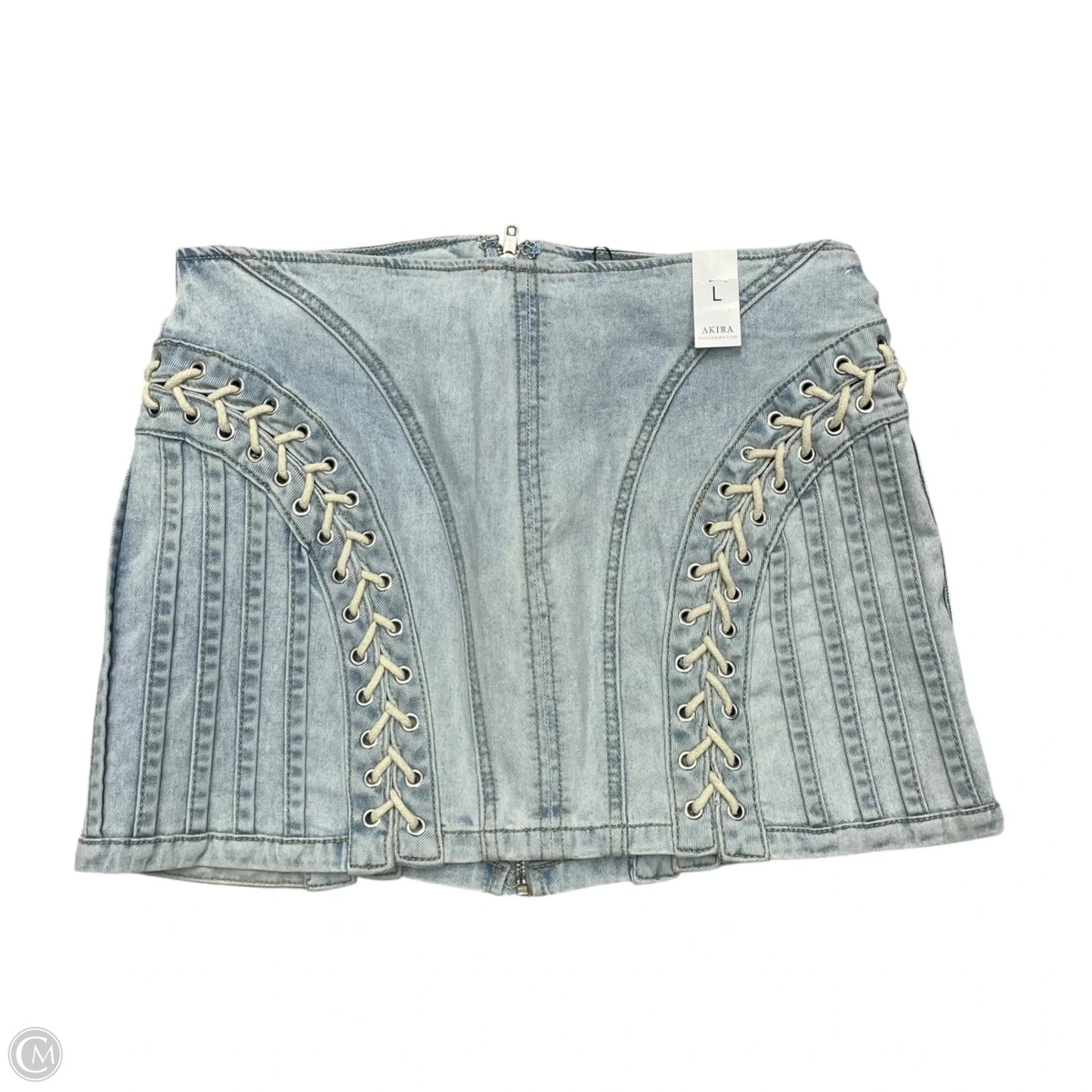 Skirt Mini & Short By Akira In Blue Denim, Size: L