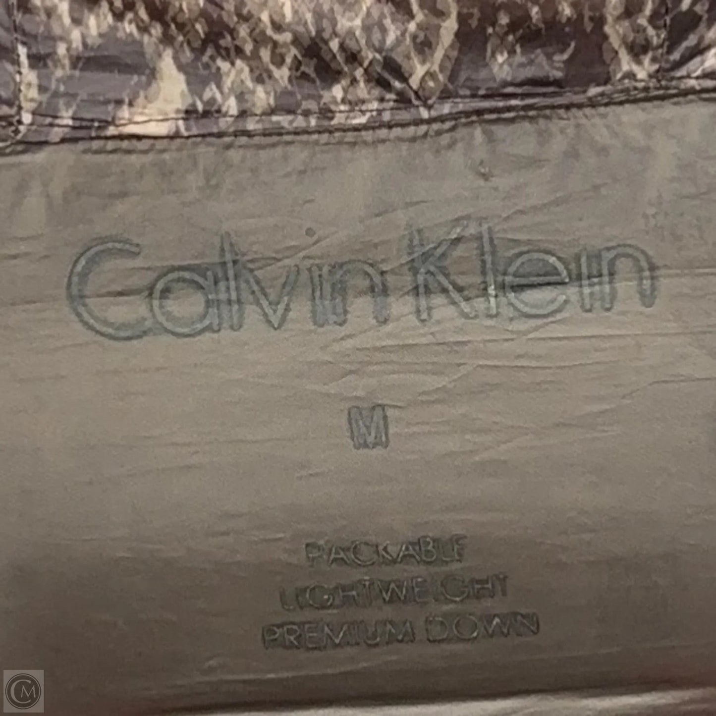 Coat Puffer & Quilted By Calvin Klein In Snakeskin Print, Size: M