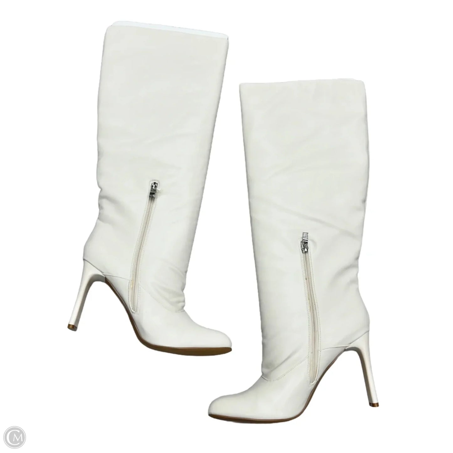 Boots Knee Heels By Kaykay In Ivory, Size: 11