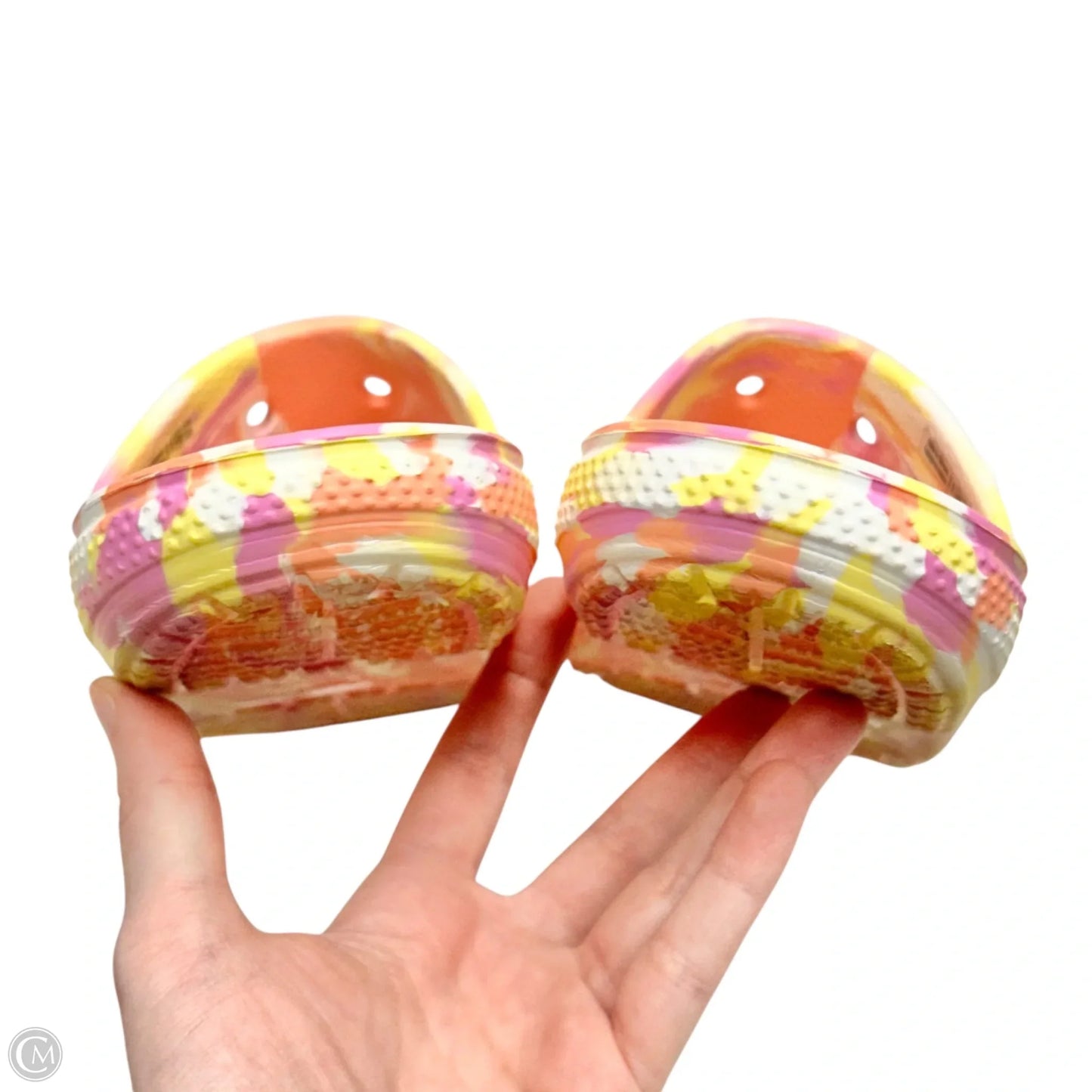 Sandals Flats By Crocs In Tie Dye Print, Size: 8