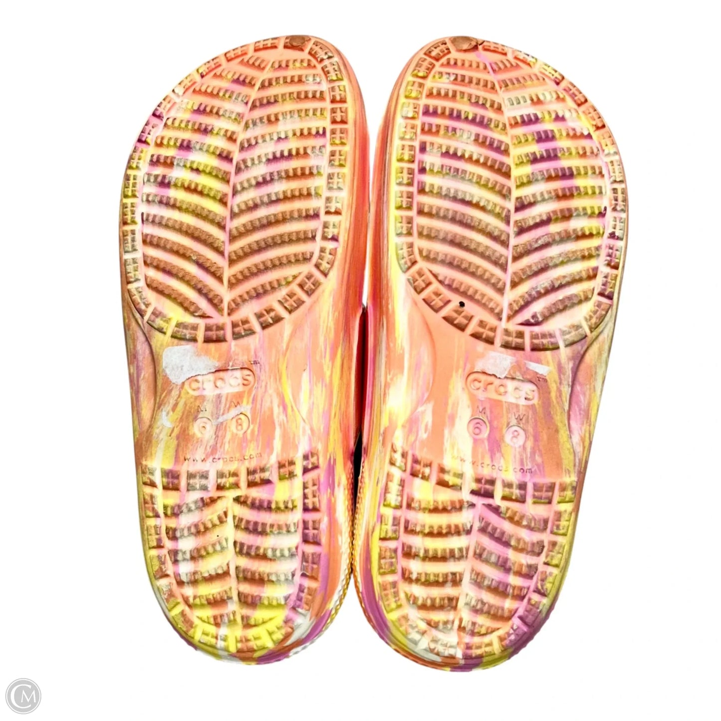 Sandals Flats By Crocs In Tie Dye Print, Size: 8