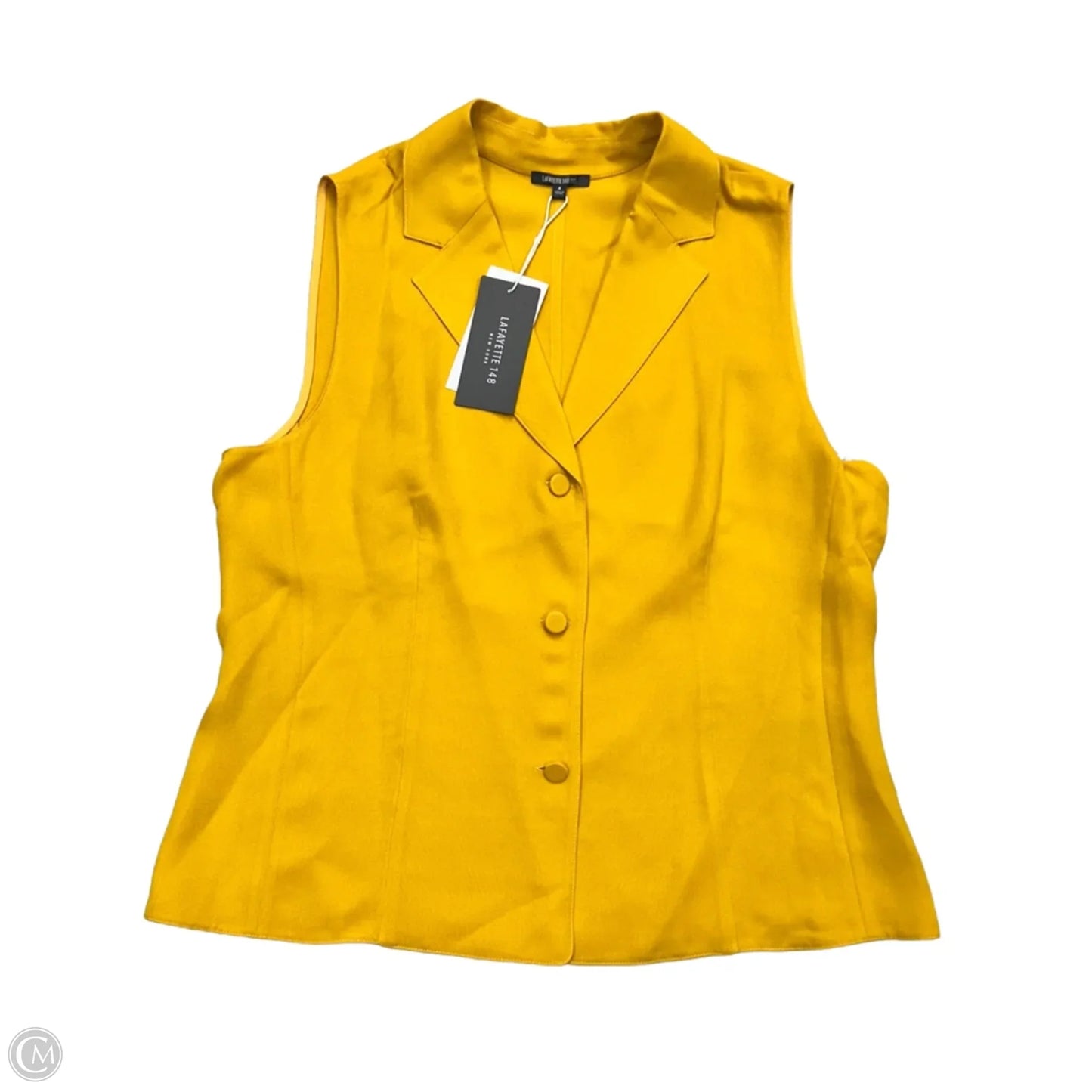 Top Sleeveless Designer By Lafayette 148 In Yellow, Size: 8