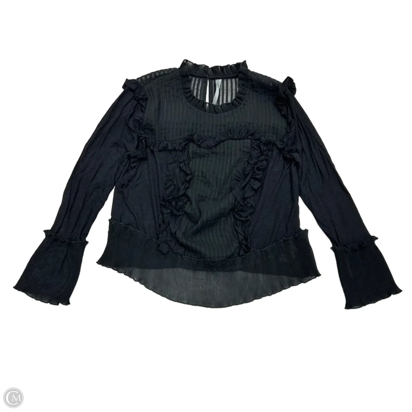 Blouse Long Sleeve By Anthropologie In Black, Size: S